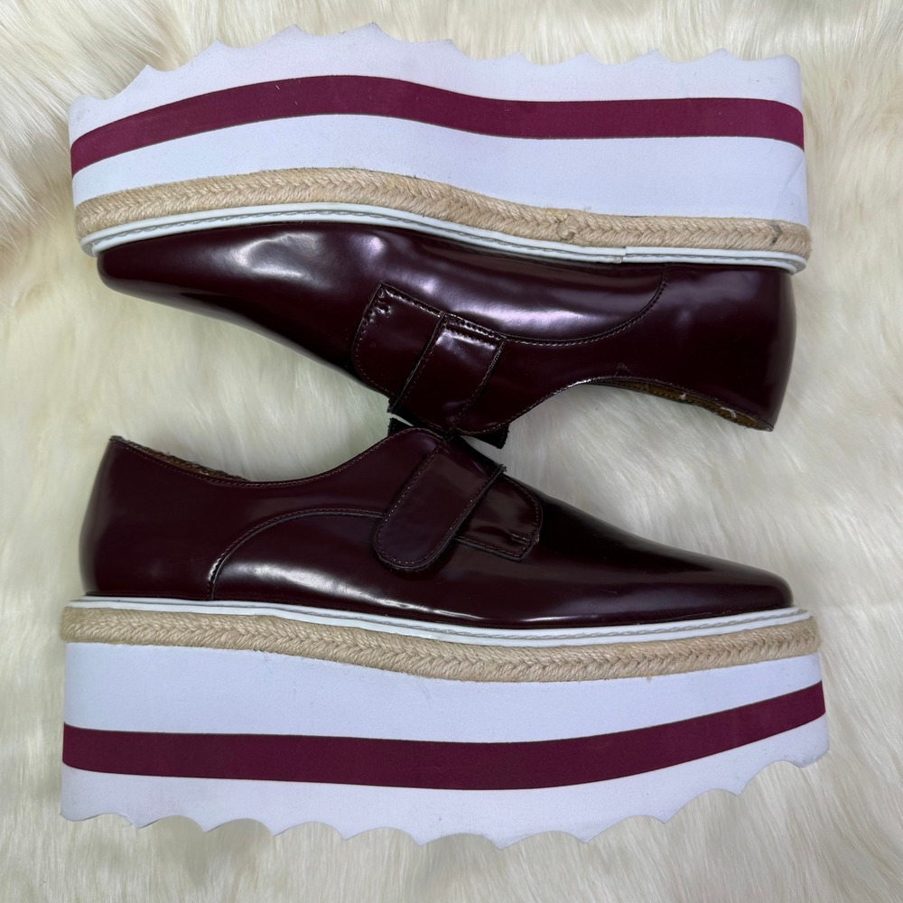 MANGO | Burgundy Platform Espadrille Loafers Women's Size 38